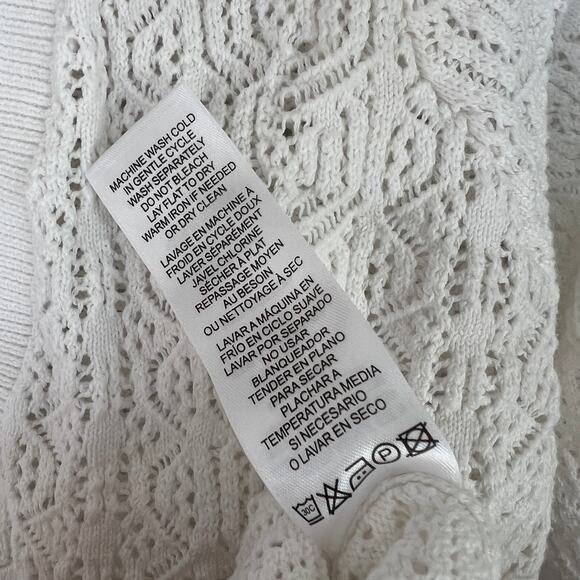 Frame Cardigan Sweater Chain Lace Women's Size S White Pointelle Knit V-Neck - Picture 10 of 10